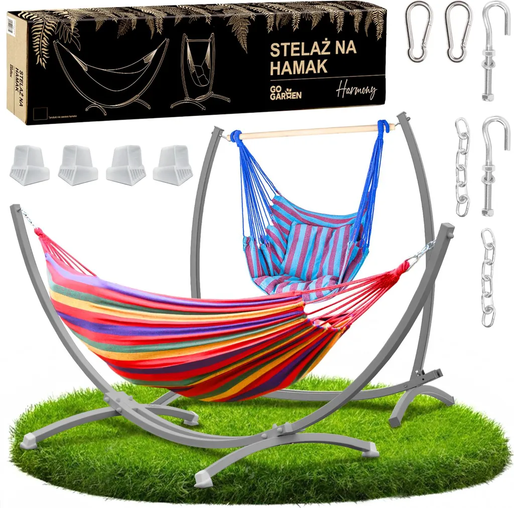 Set hamac et chaise en métal 2 personnes noir - Ensemble détente Jardin