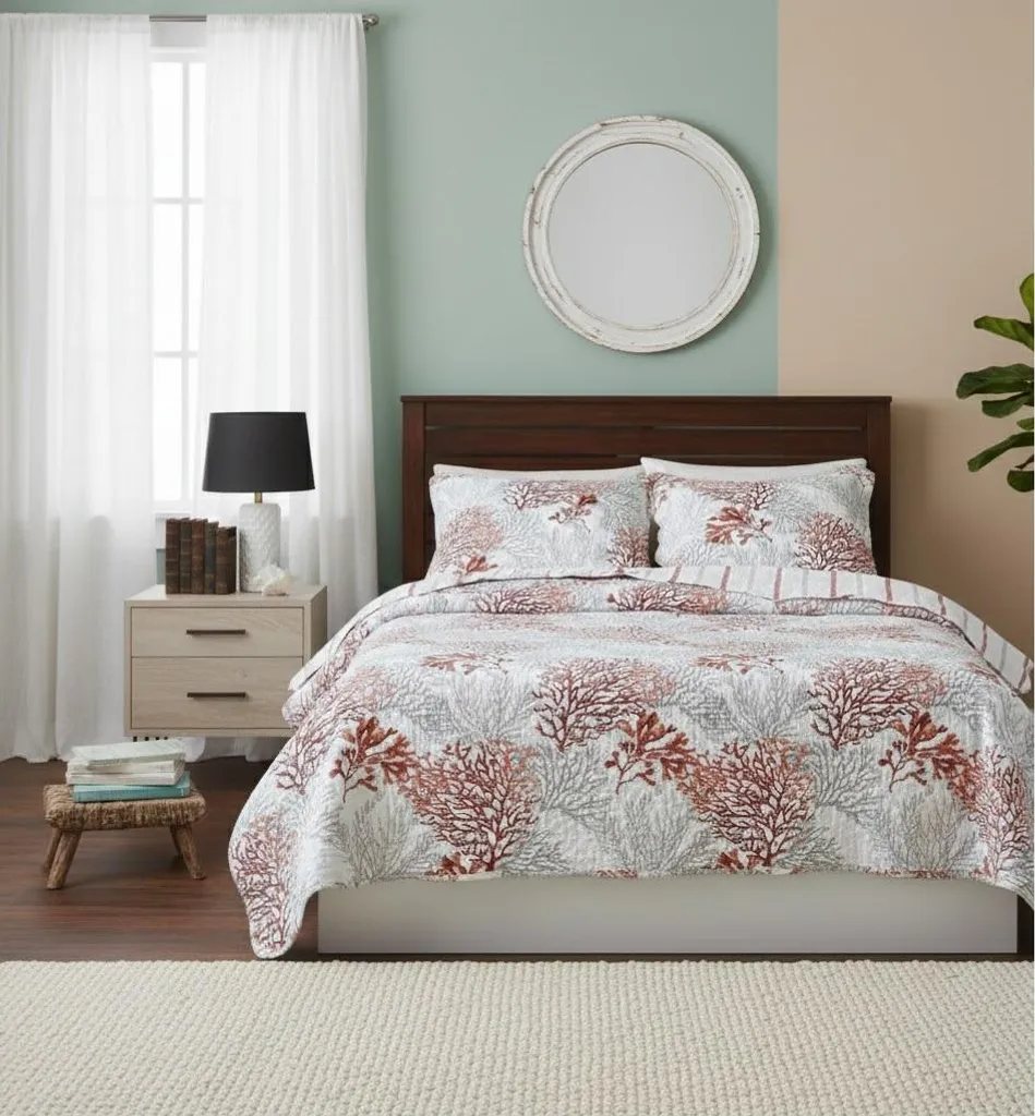 Couvre-lit Océan pour chambre parentale : Parure complète style marin