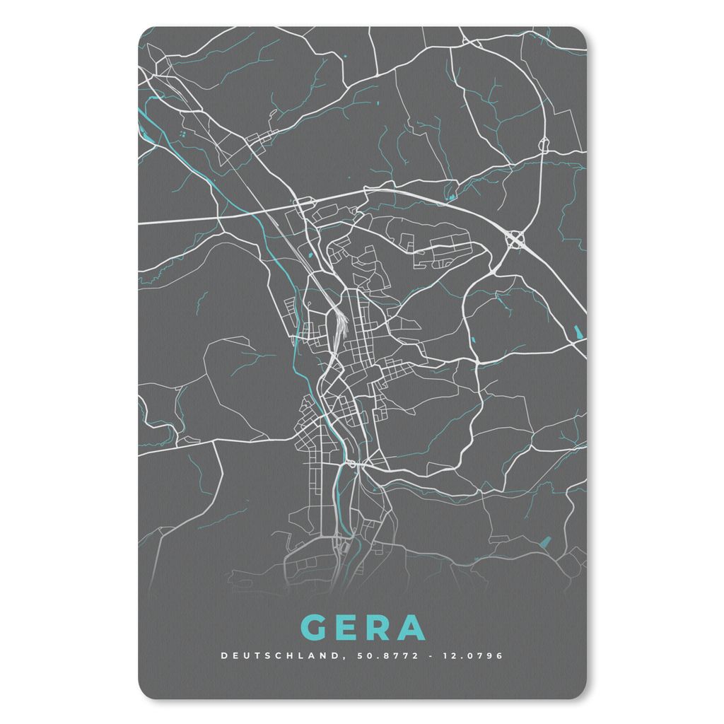 MuchoWow Mauspad Mousepad Stadtplan - Deutschlandkarte - Blau - Gera - Karte 40x60 cm - Mousepads - Maus Mat - Pad - Mausunterlage - Schreibtisch...