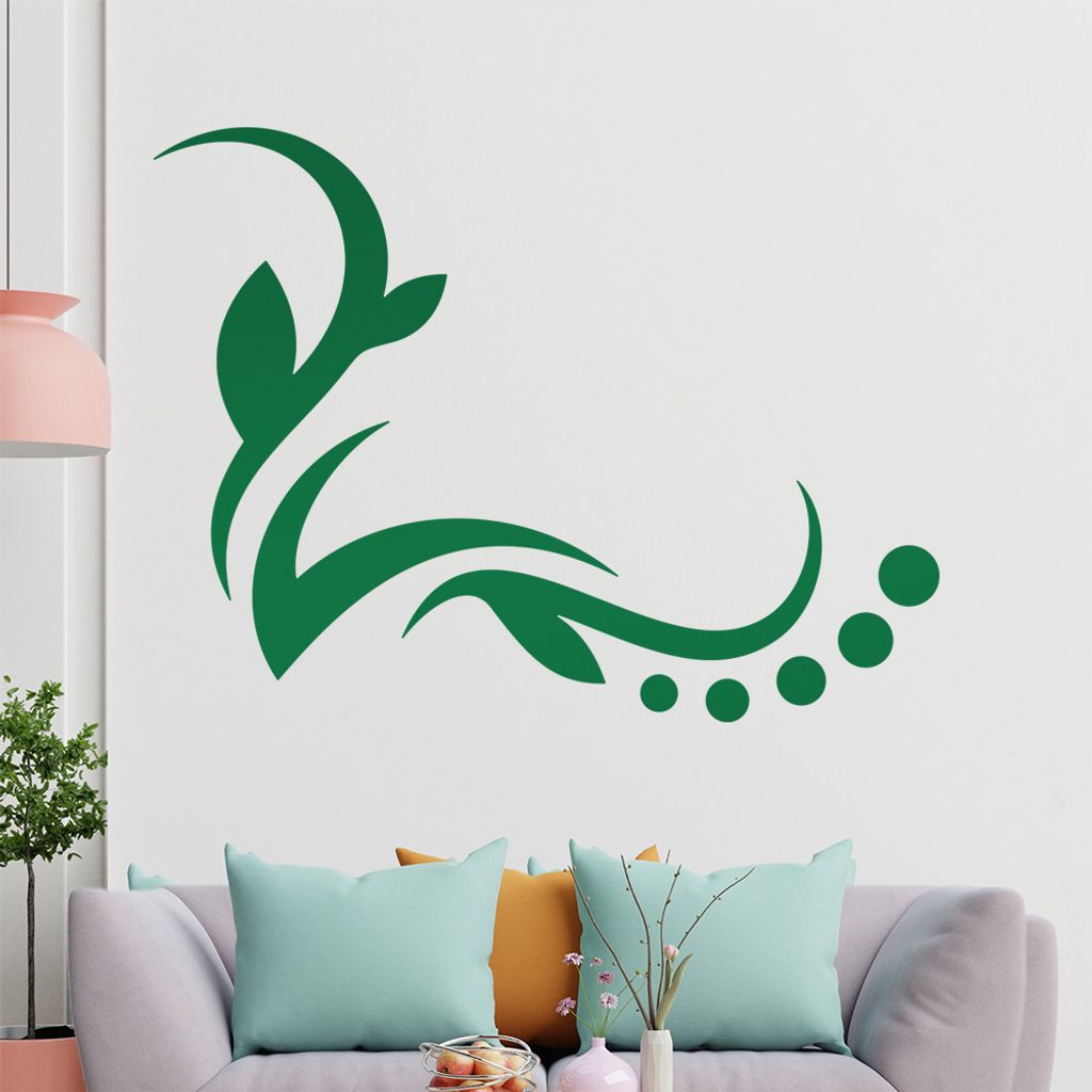 Blätter - Linien Punkte Wandtattoo in 6 Größen - Wandaufkleber Wall Sticker - Dekoration, Küche, Wohnzimmer, Schlafzimmer, Badezimmer