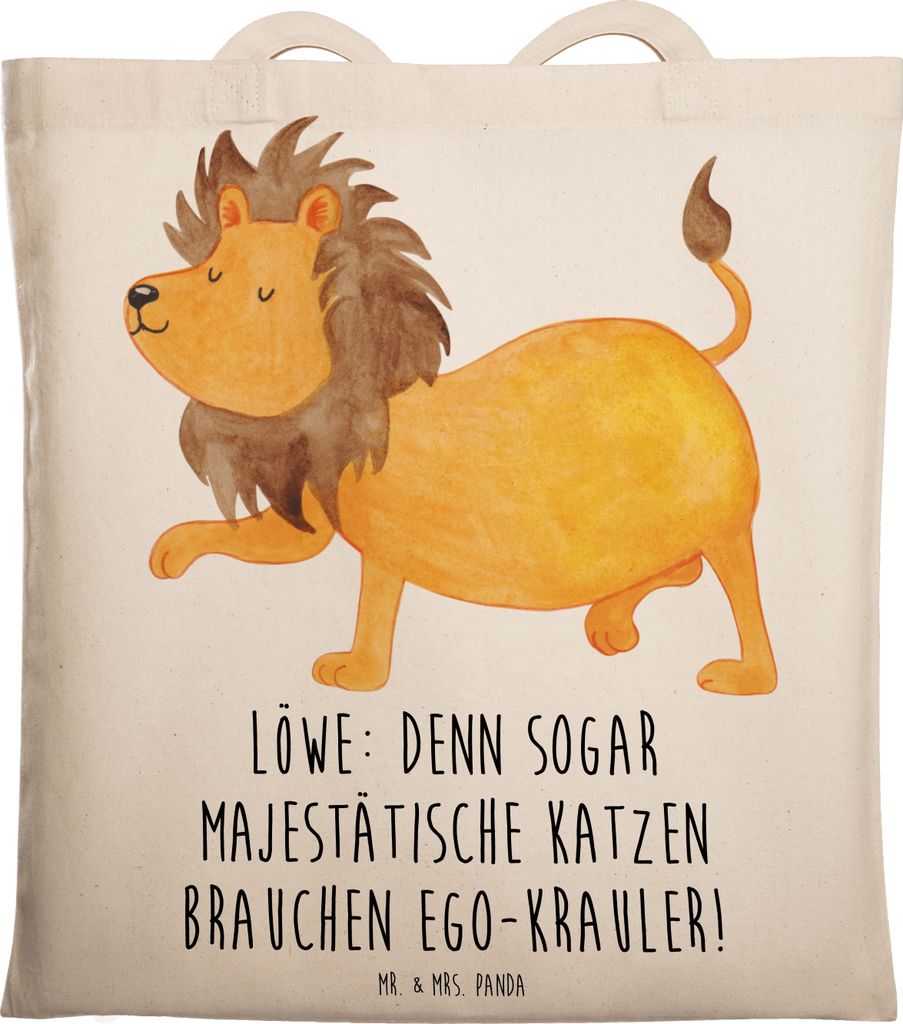 Mr. & Mrs. Panda Tote Bag Majestätischer Löwe - Transparent - Geschenk, Laptoptasche, Jutebeutel, Tierkreiszeichen, Shopping Tasche, Geschenkidee...