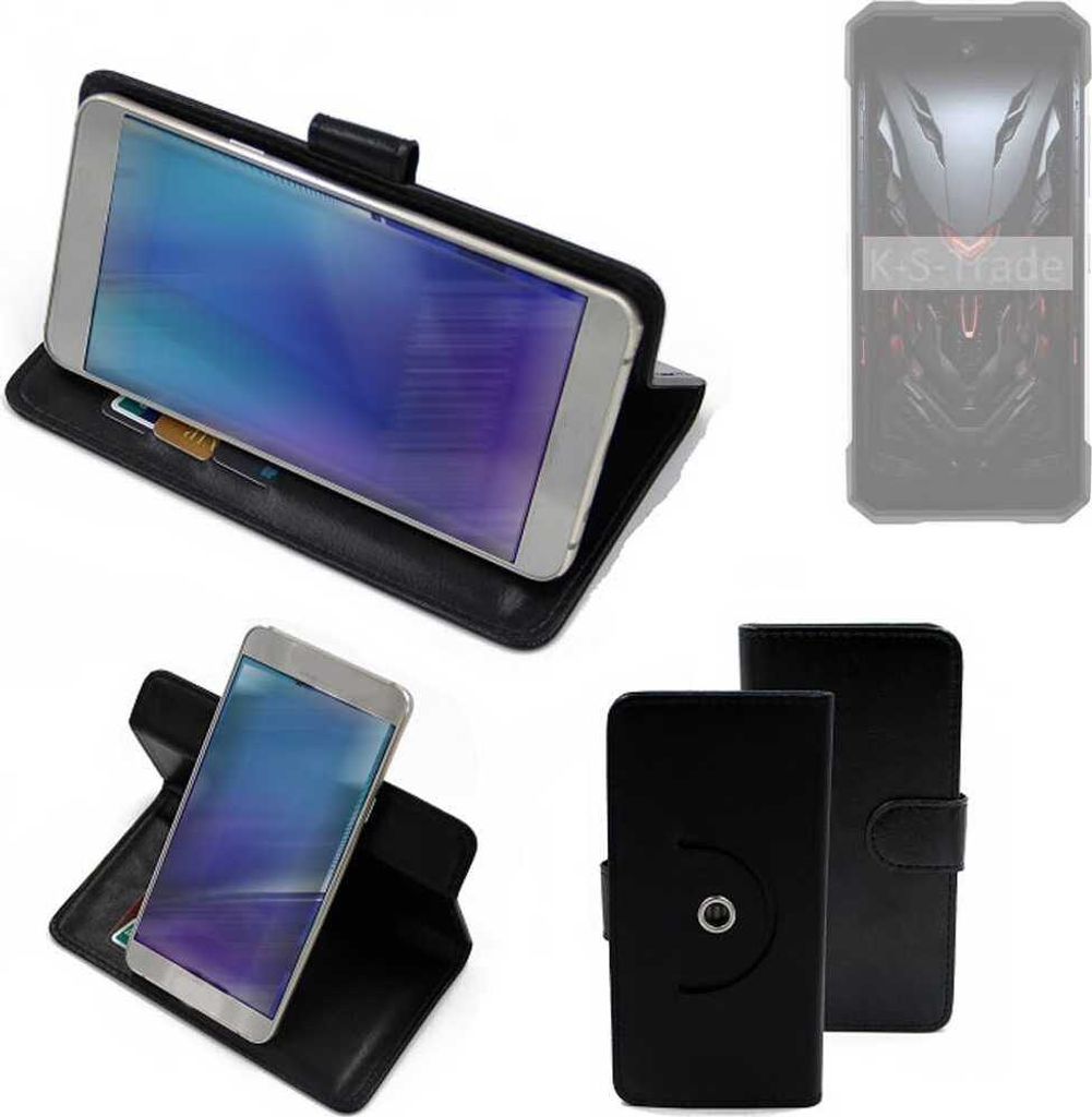 K-S-Trade Case Schutzhülle Handyhülle kompatibel mit Doogee S200 Flipcase Smartphone Cover Handy Schutz Tasche Klapphülle Walletcase schwarz (1x)