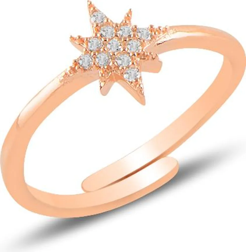 Anneau Ajustable Étoile Polaris Argent et Or Rose pour Femme Moderne