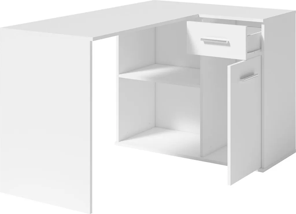 Bureau d'angle blanc ACACIAS design épuré - Structure robuste et stable