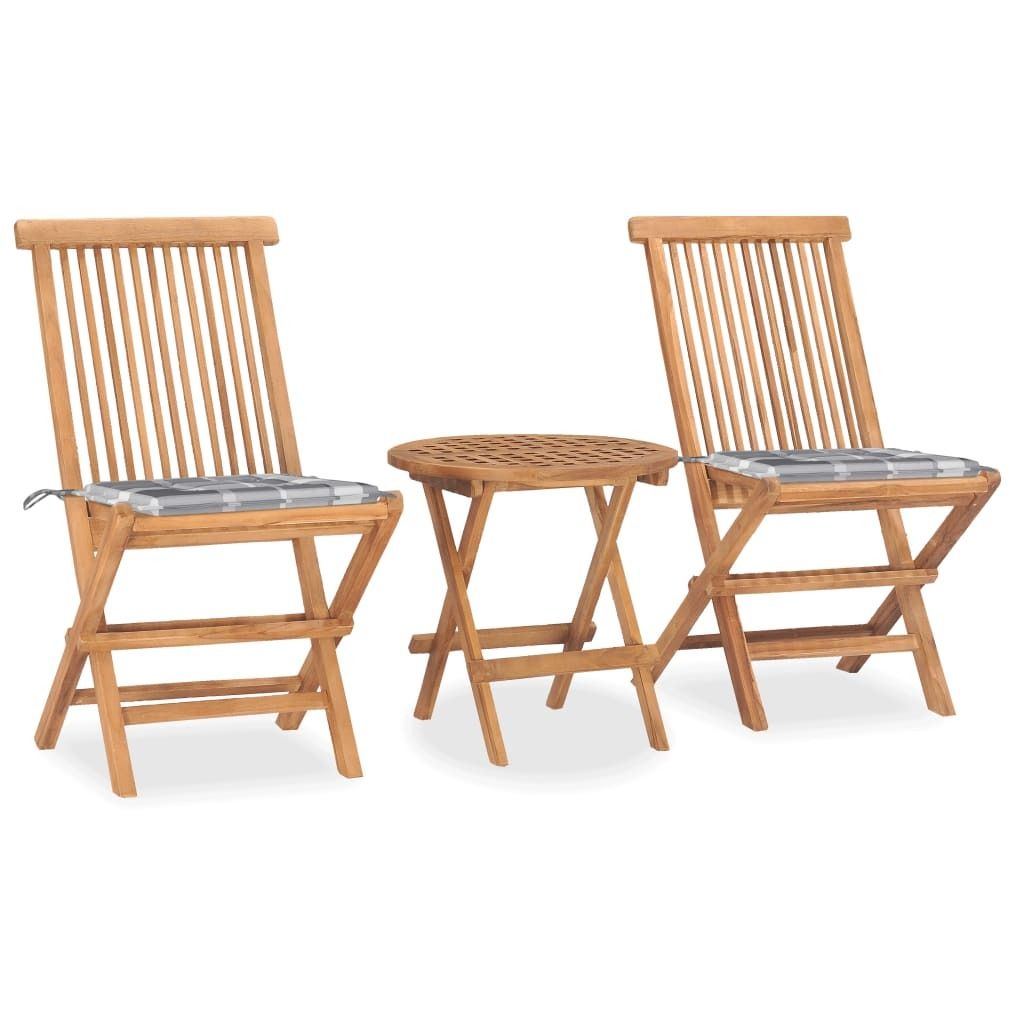 Maison Exclusive - 3-tlg. Garten-Essgruppe mit Kissen Klappbar Massivholz Teak