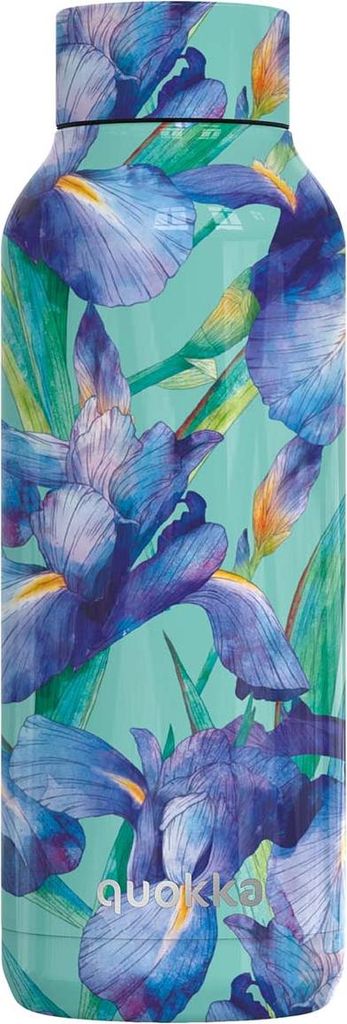 Quokka Solid, Edelstahlflasche / Thermoskanne Blaue Schwertlilien, 510ml, 11982