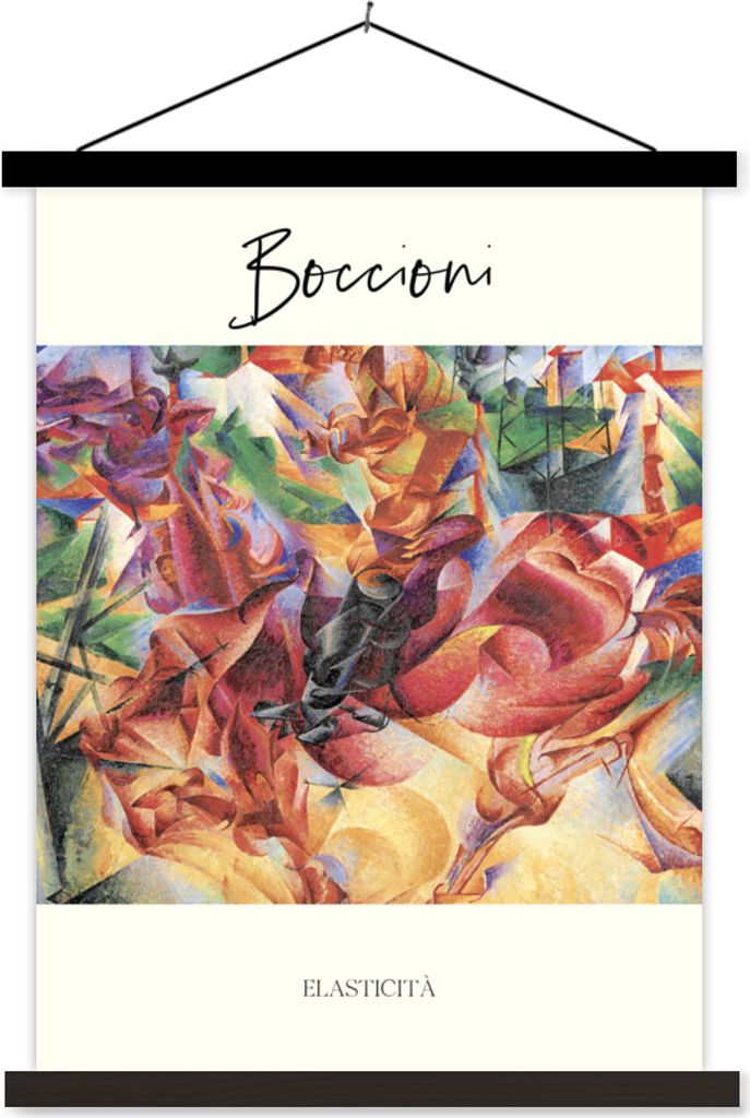 MuchoWow Textilposter Kunst - Abstrakt - Elastizität - Boccioni 60x80 cm mit schwarzem Rahmen - Plakathalter
