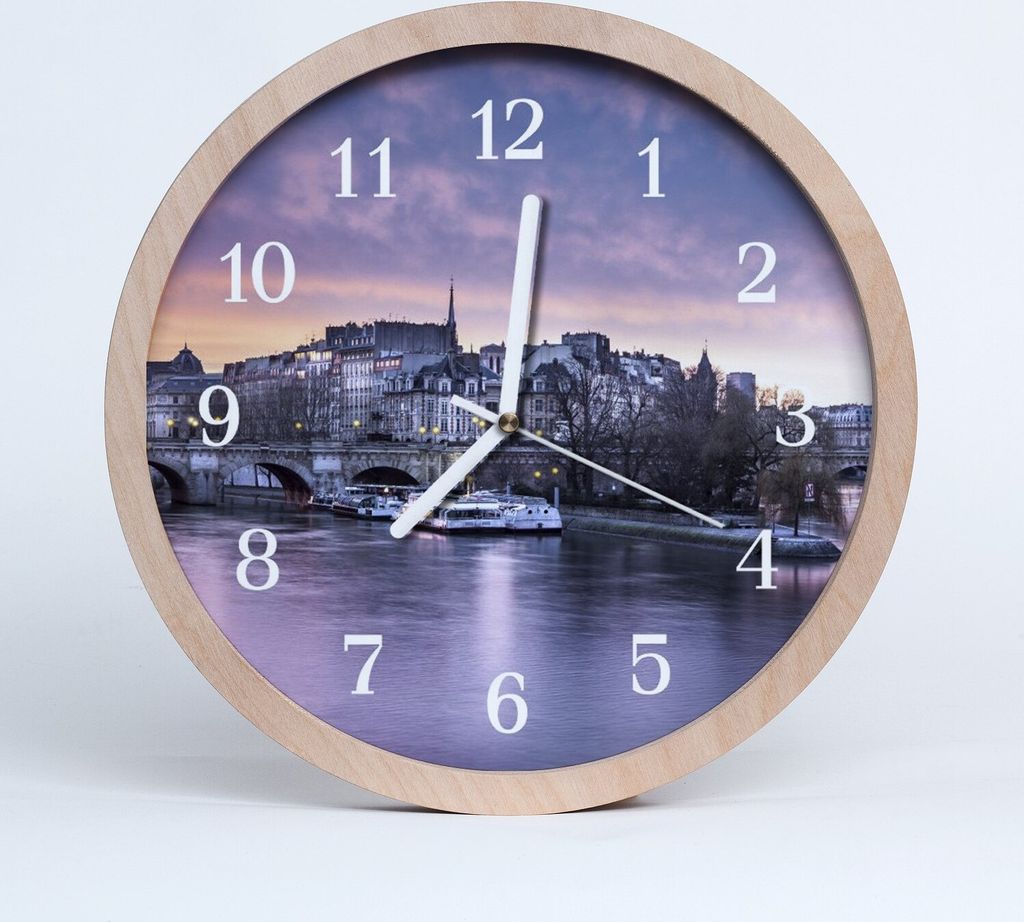 Holzuhr 20fi cm wanduhr - Fluss-Stadt