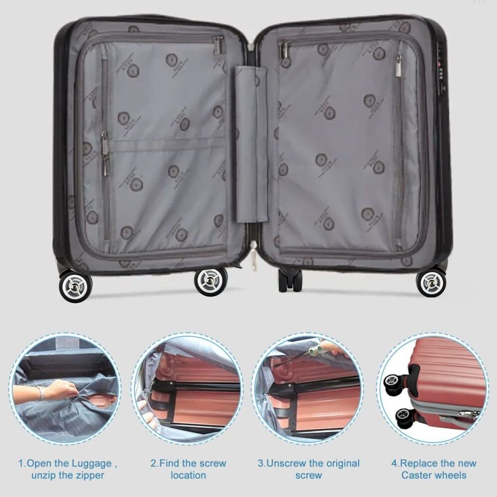 2 Roues De Remplacement Noires Pour Valise, Sac De Voyage, Bagage - Neuves