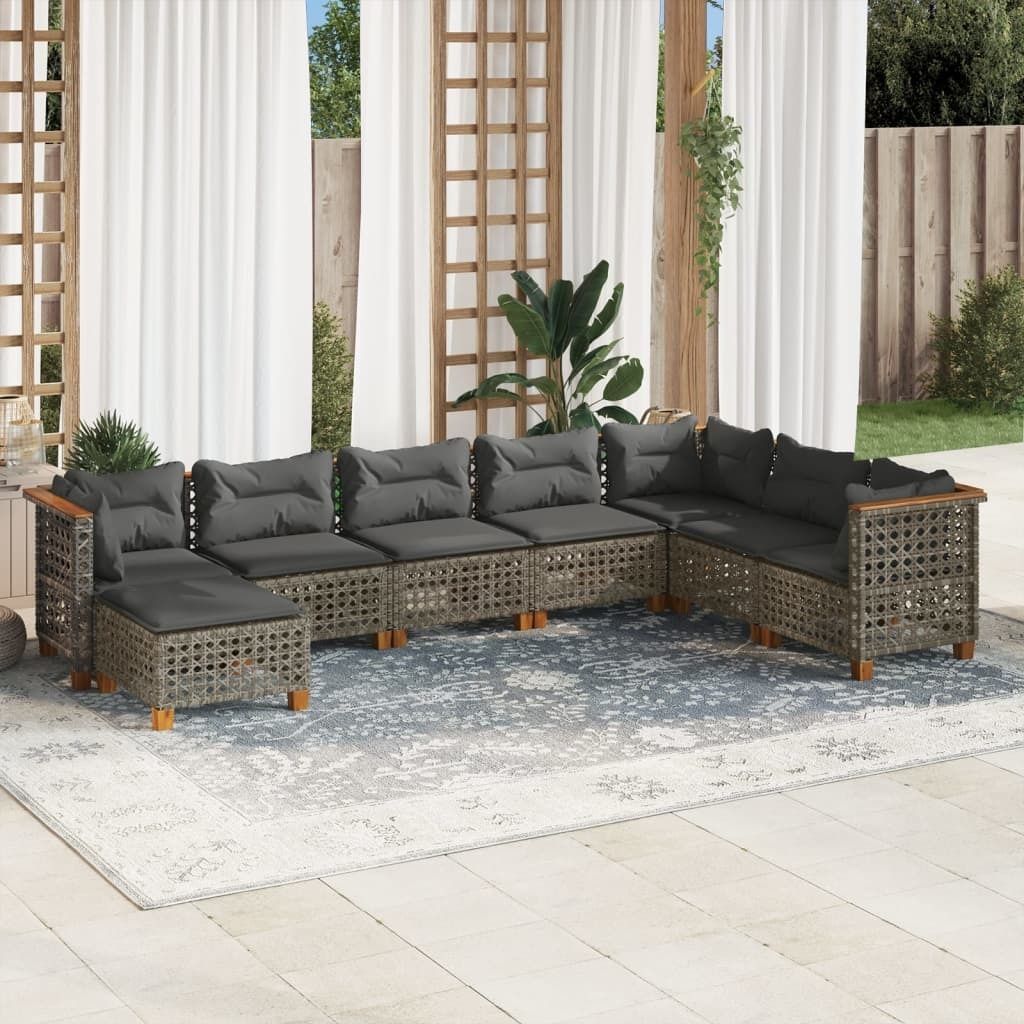 Maison Exclusive - 8-tlg. Garten-Sofagarnitur mit Kissen Grau Poly Rattan