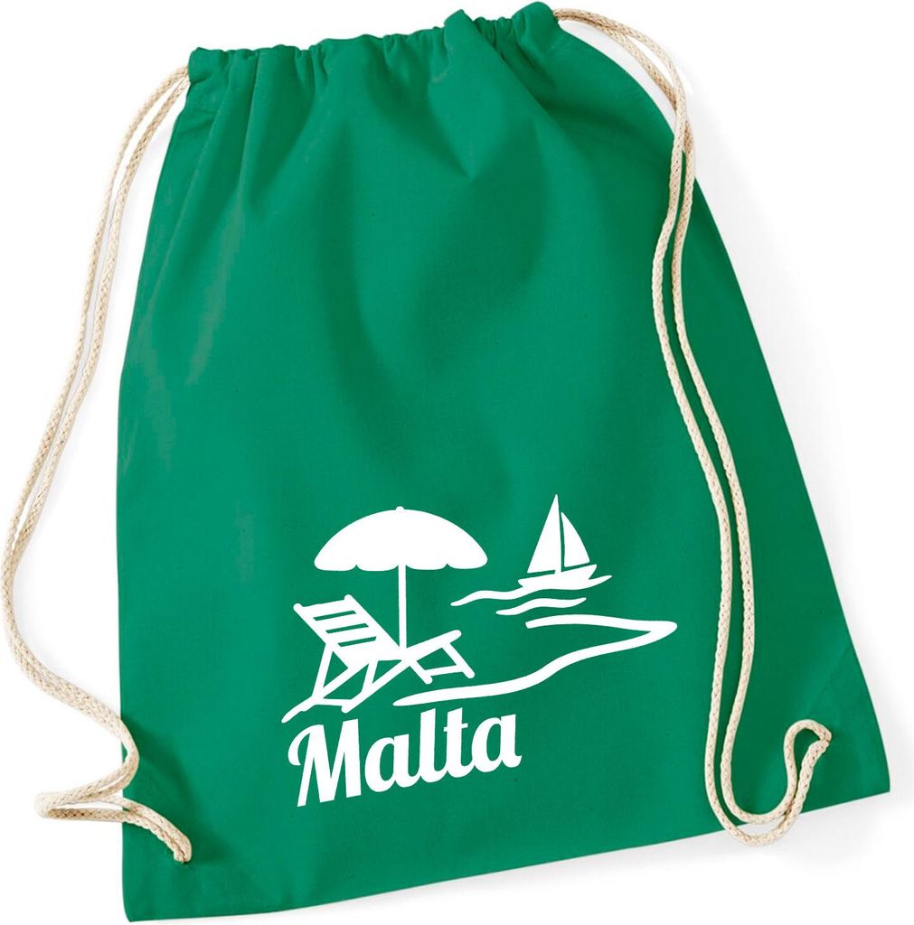 Huuraa Turnbeutel Malta Malta 12 Liter Kelly Green Baumwolle Rucksack Geschenkidee