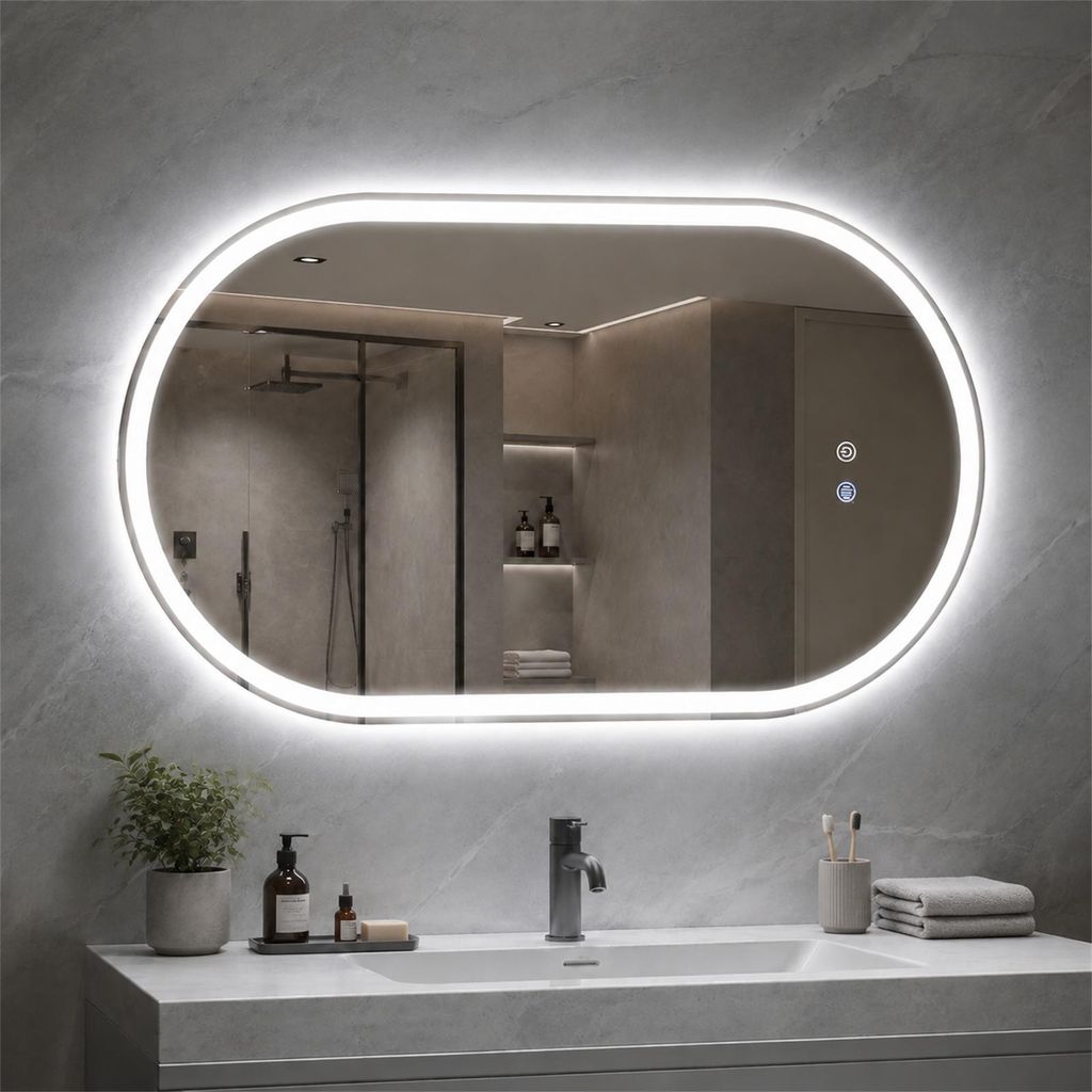 ZMH badkamerspiegel met verlichting, LED badspiegel, lamp, Productafbeelding 