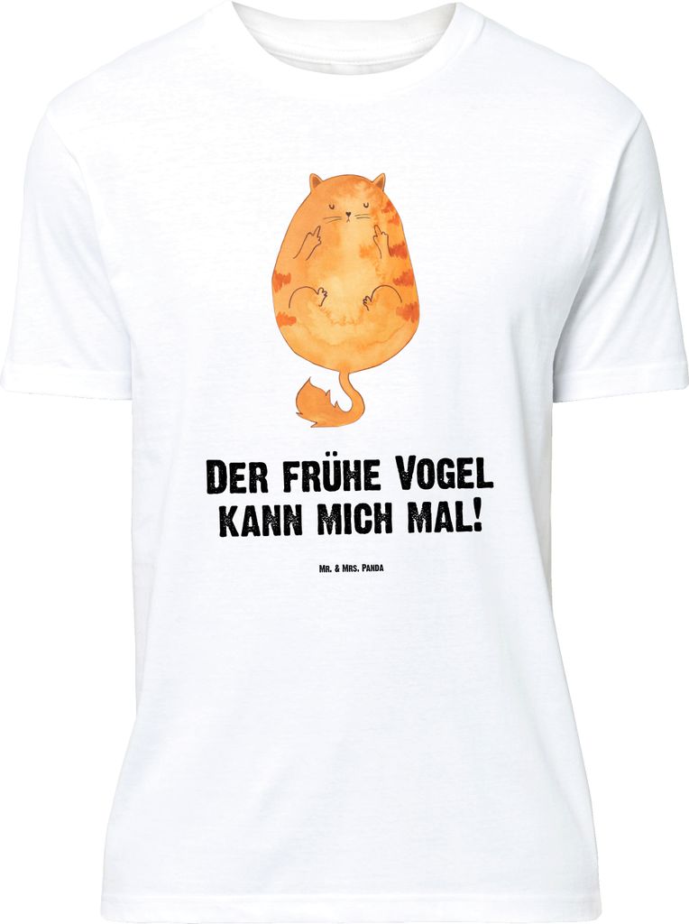 Mr. & Mrs. Panda Größe M T-Shirt Katze Frühaufsteher - Weiß - Geschenk, Herren, Verschlafen, Genervt, Katzen, Shirt, Mittelfinger, Tshirt, mit ...