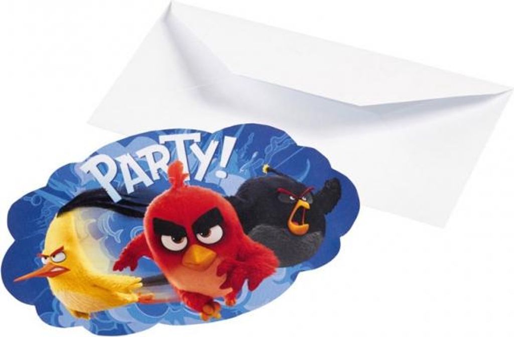 Einladungen zum Film „Angry Birds“, 8 Stück.