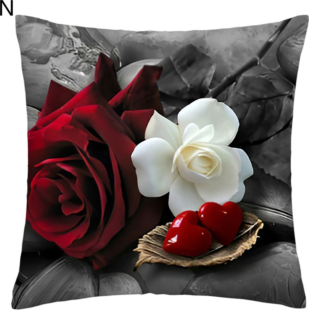 Kissen Schein weiche Textur Invisible Reißverschluss Flachs dekorative florale gedruckte Kissen Wurfkoffer Möbelzubehör-N