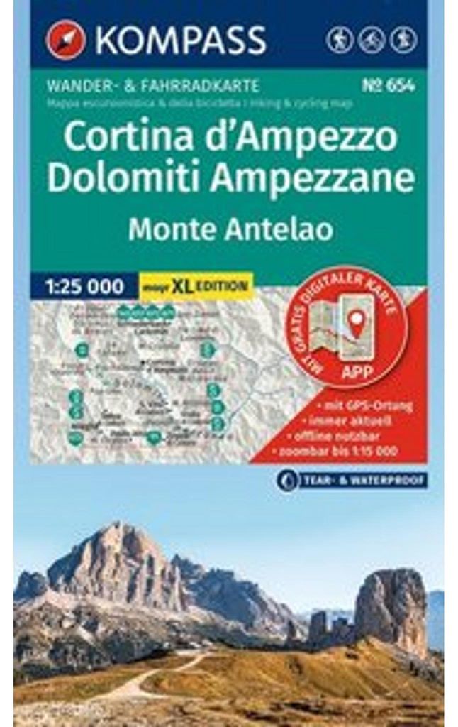 KOMPASS Wanderkarte 654 Cortina d'Ampezzo, Dolomiti Obrázek produktu 