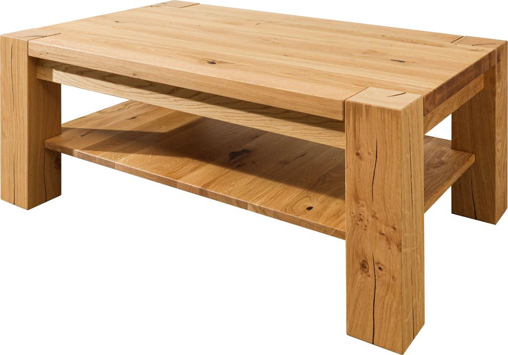 MASSIVMOEBEL24 Couchtisch Wildeiche 110x70x45 natur geölt KENT #115