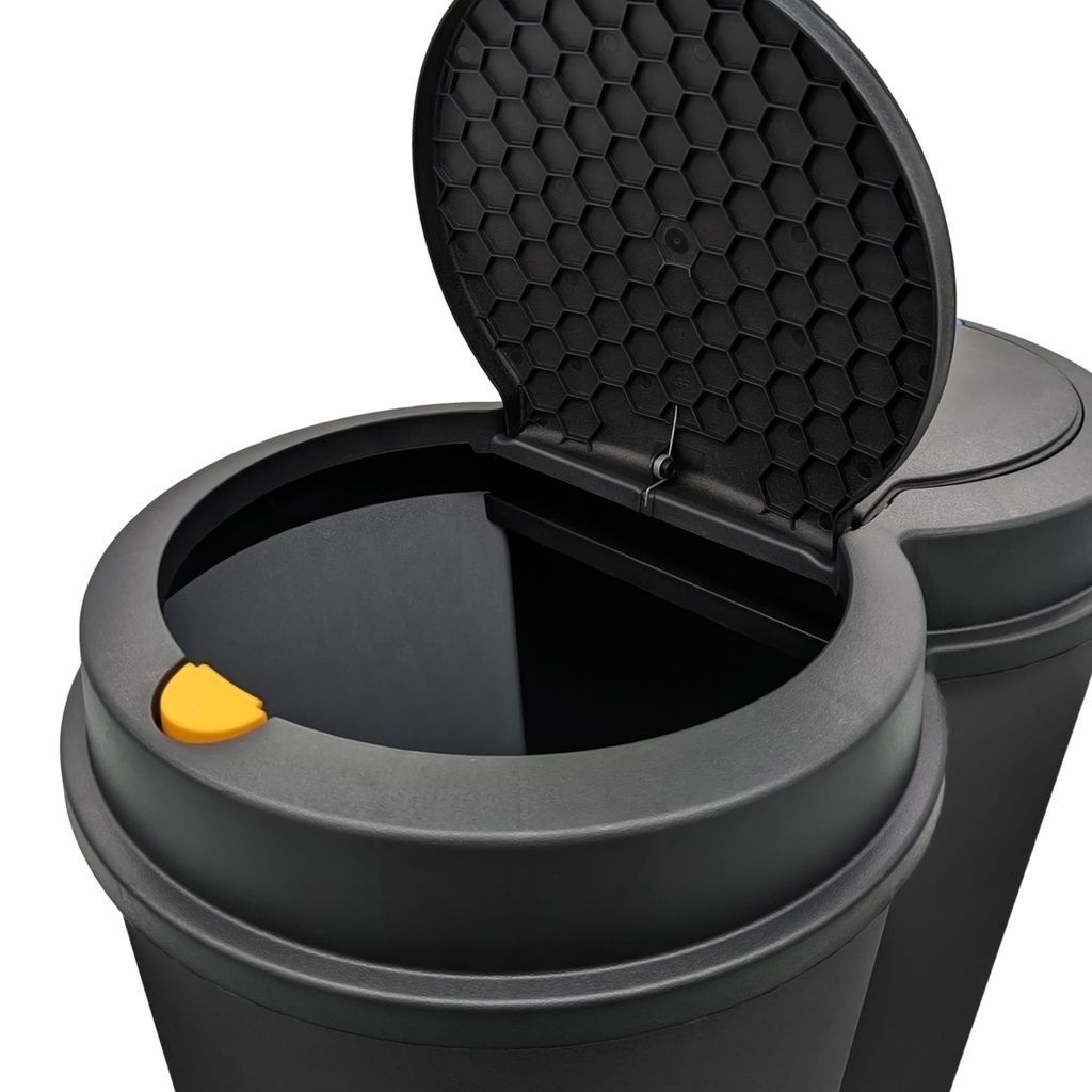 Spetebo Duo Poubelle 40L Noir - 2 X 20L Avec Couvercle Push - Collecteur Déchets Tri