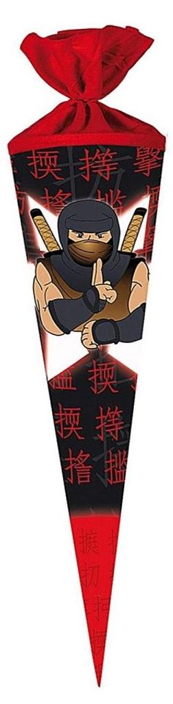 Schultüte / Zuckertüte NINJA ROT ca. 70 cm (Länge) | rund | Produktbild 