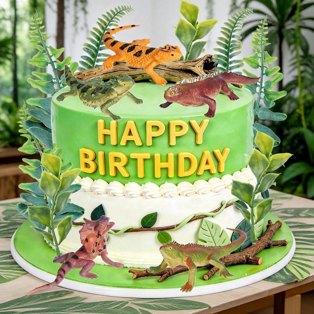 Omgoods - Mini adornos para tartas con motivos de reptiles Imagen del producto 