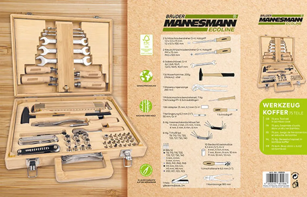 Jeu d'outils Ecoline M29003 robuste avec mallette de rangement 75pcs - 2