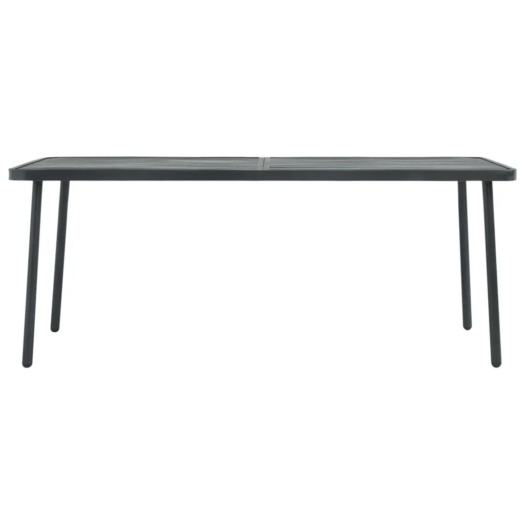 Table de jardin en acier anthracite résistante de 180x83x72 cm