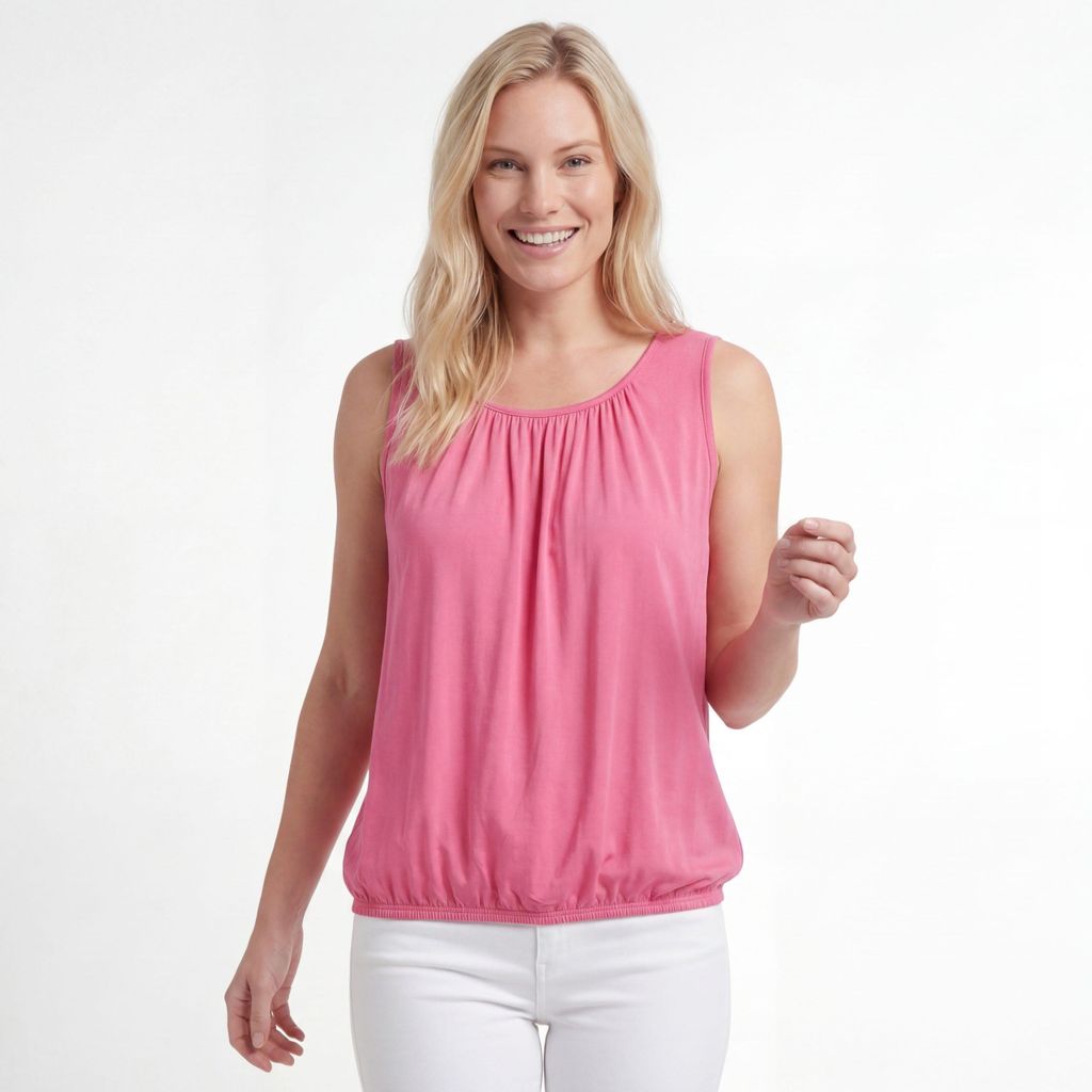 Sommer Top Damen Trägertop mit Gummibund 38 40 42 44 46 48 Stretchtop Viskose