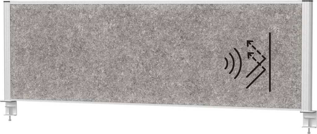 MAUL Tisch-Trennwand MAULconnecto Akustik dunkelgrau Klemmfuß 160 x 7 x 51.5 cm silber
