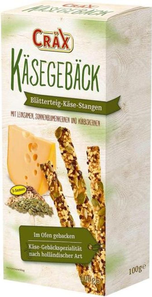 Cräx Käsegebäck Blätterteig-Käse-Stangen 3 Samen 100g