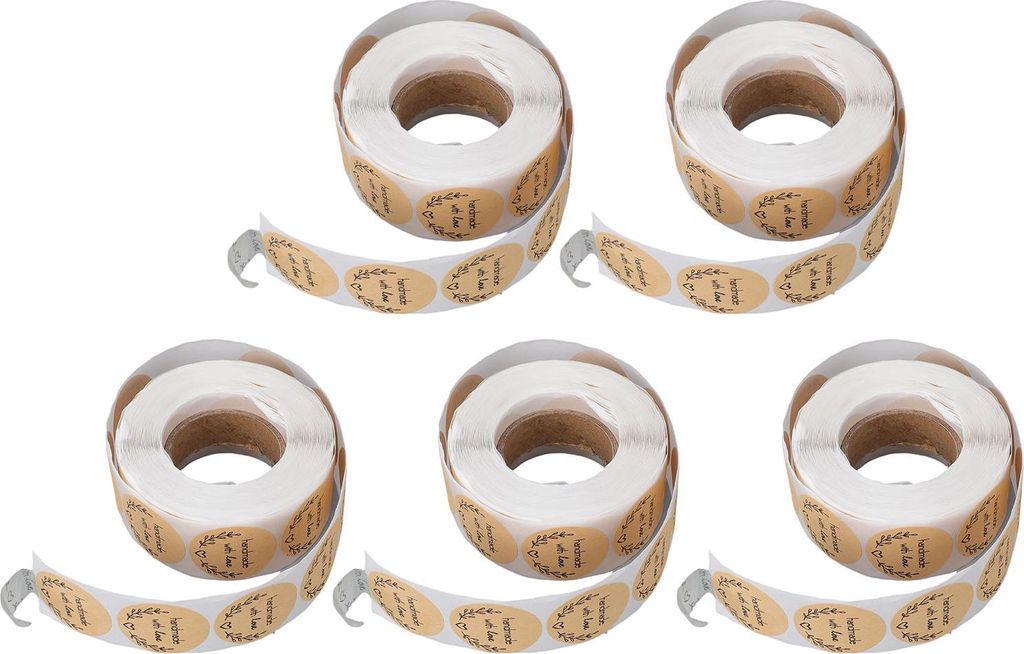 5 Rollen 2500 Stück runde Aufkleber 1 Zoll Kraftpapier Aufkleber Etiketten für Crafting Geschenk Verpackung Umschlag Abdichtung