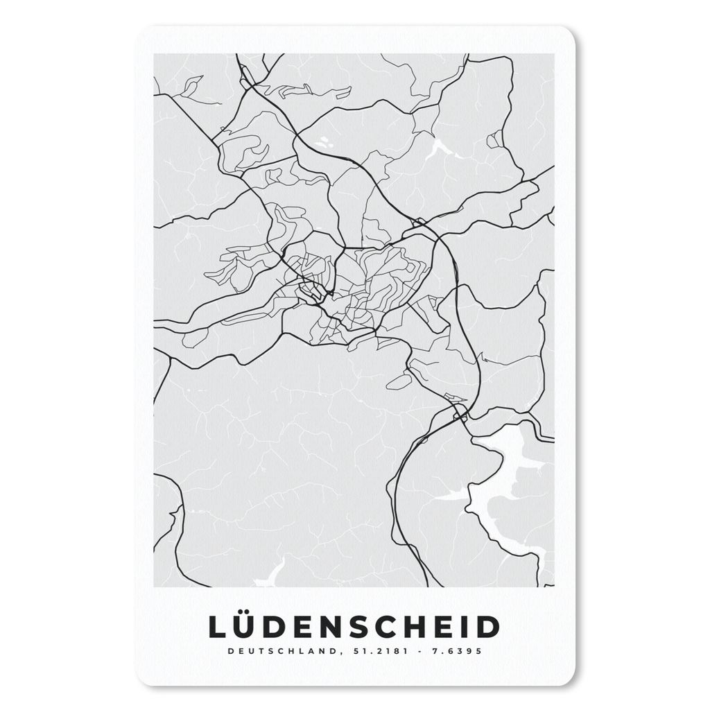 MuchoWow Mauspad Mousepad Karte - Deutschland - Lüdenscheid - Stadtplan 40x60 cm - Mousepads - Maus Mat - Pad - Mausunterlage - Schreibtisch Acc...