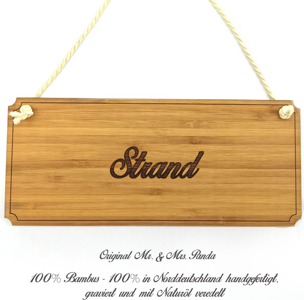 Mr. & Mrs. Panda Schild Strand - Geschenk, Werbeschild, Graviert, Shabby, Türschild, Strandzimmer, Firmenschild, Geschenkidee, Landhaus, Holzschil...