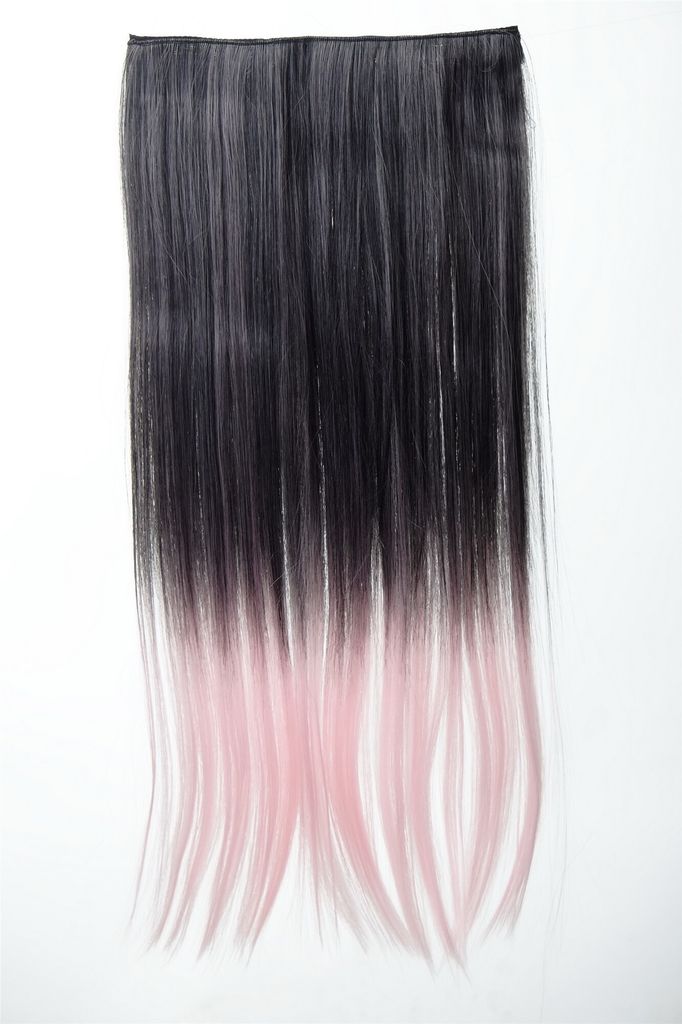 WIG ME UP 5 Clip-In Extension glatt Ombre Schwarz, Rosa Produktbild 