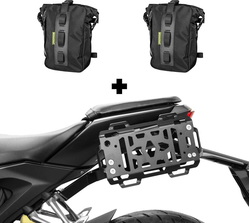 ZIEGER Seitentaschenträger inklusive SCHNORR Universal Bag S Paar kompatibel mit Honda CB 125 R