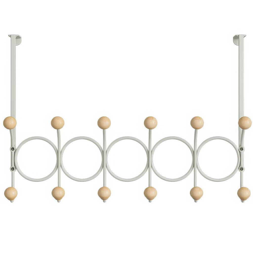 Türhaken ohne Bohren,Doppelte Reihe Türgarderobe, Holzknöpfe, Metallrahmen, Türaufhängung für Schlafzimmer, Eingang, Bad