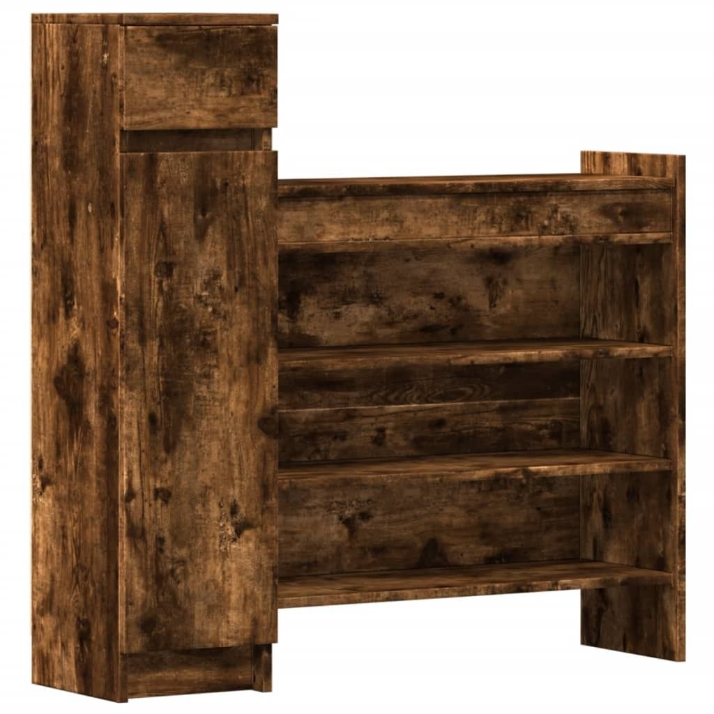 vidaXL Botník kouřový dub 100,5x28x100 cm materiál na bázi Obrázek produktu 