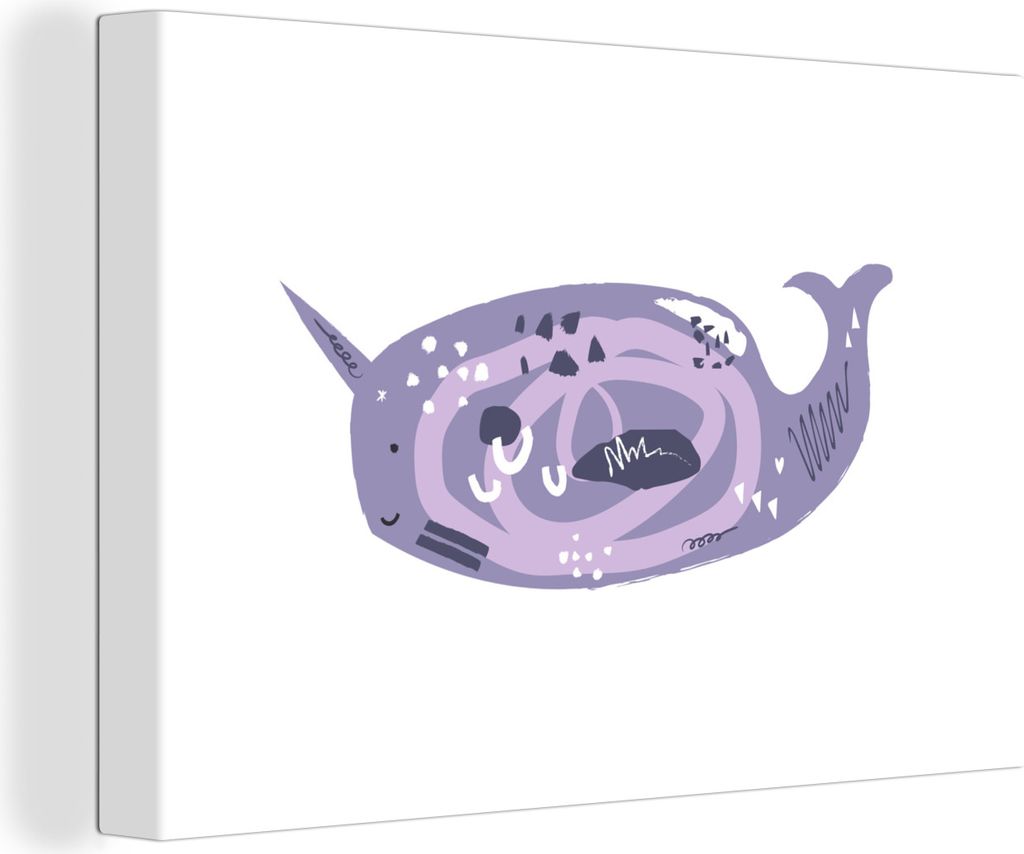 OneMillionCanvasses - Leinwandbilder - 140x90 cm, Fische - Tiere - Lila - Aquarell, Wandbilder Kunstdruck Wanddekoration