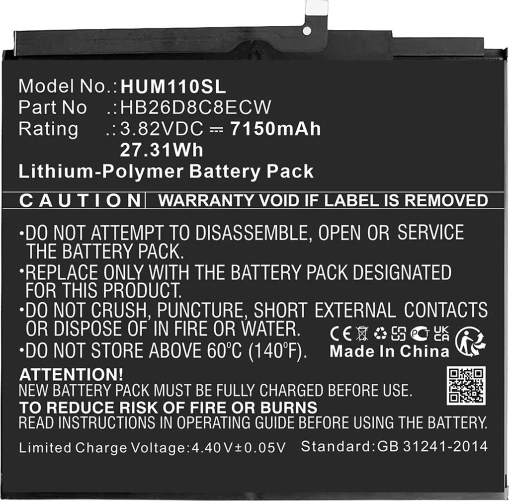 Réparer l'autonomie Huawei MatePad 11 avec la batterie HB26D8C8ECW 7150mAh