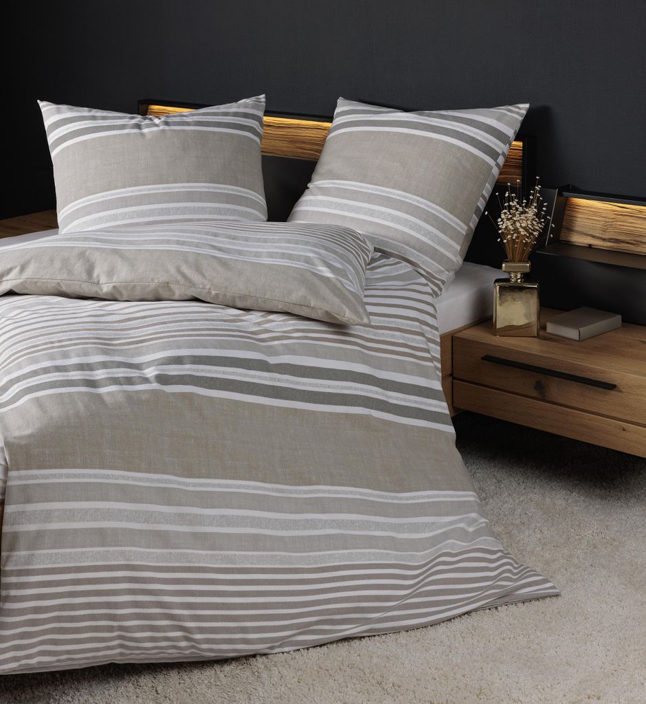 Janine Design Feinbiber-Bettwäsche-Garnitur DAVOS 65169 Farbe sand Größe 135x200+80x80