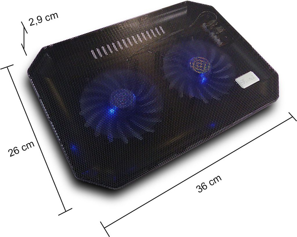 Notebook Kühler S200A Laptop Cooling Pad 2x Lüfter 2xUSB HUB 2xblaue LED 10"-15"