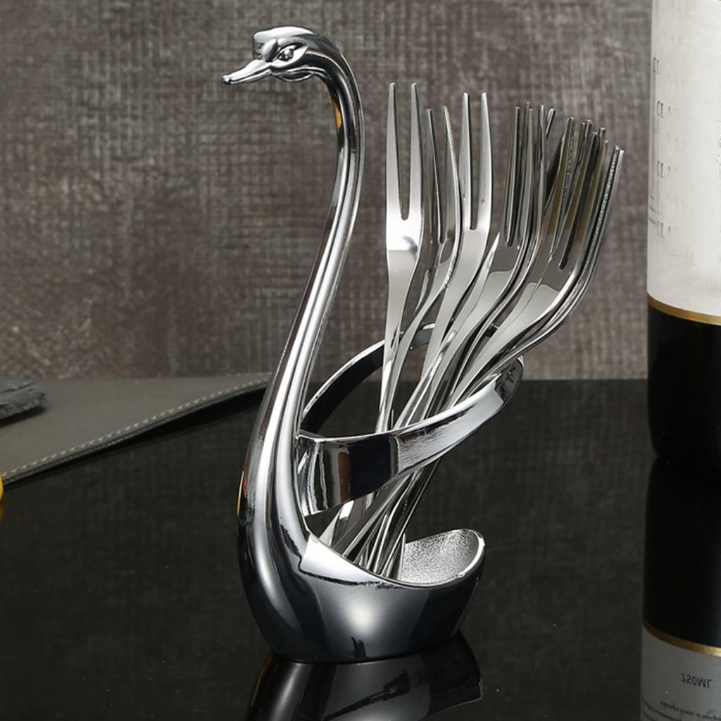 Zink-Legierung Schwan Gabel Löffel Halter Haushalt Besteck Rack Geschirr Lagerung Racks für Restaurant Hotel