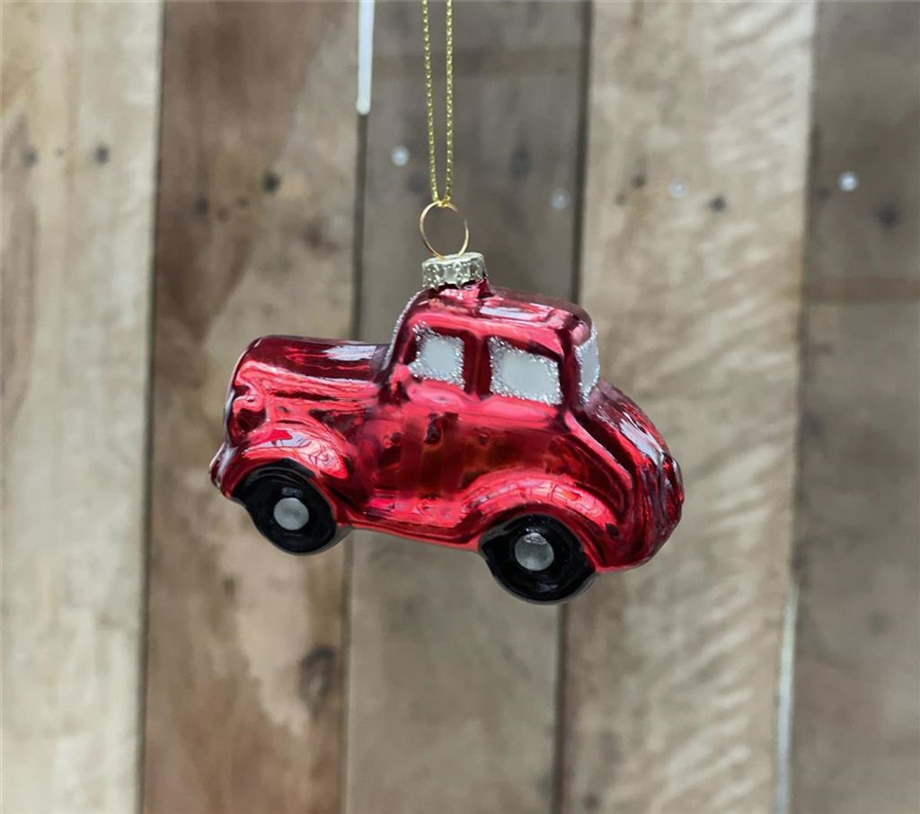 Weihnachtskugel 'Weihnachts-Auto' - Christbaum-Hänger, L. 8.5cm W. 4.5cm H. 5.7cm, Glas - 1 Stück