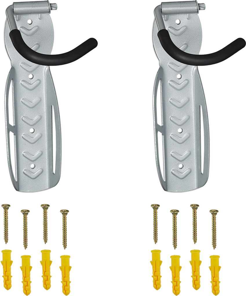 relaxdays Fahrrad Wandhalterung 2er Set grau