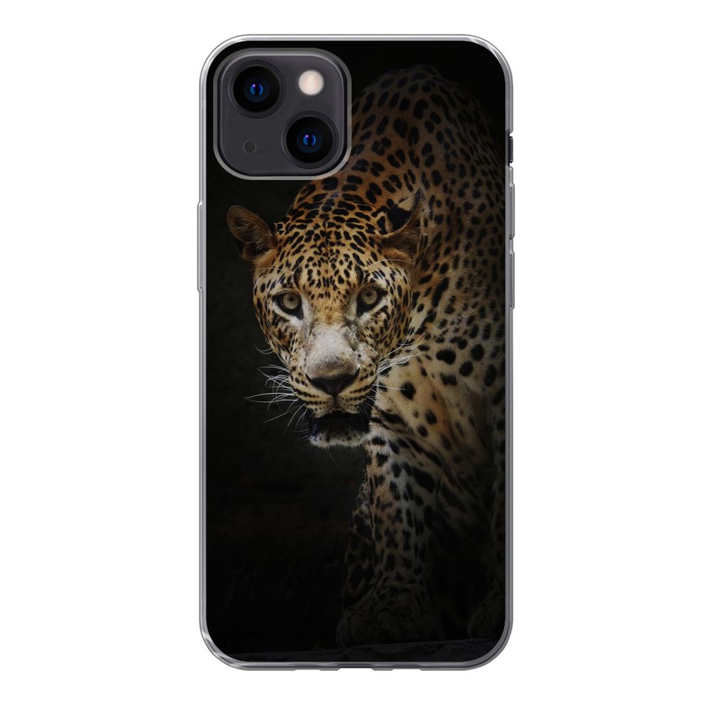 MuchoWow Handyhülle Schutzhülle Hülle für iPhone 13 mini Leopard - Wilde Tiere - Licht Silikon Softcase Handy Hülle - Softcase