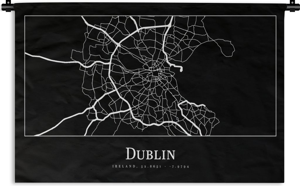 MuchoWow Wandteppich Wandbehang Stadtplan - Dublin - Karte 90x60 cm Tapisserie Dekoration Wandtuch - Wandskulpturen - Bildteppich