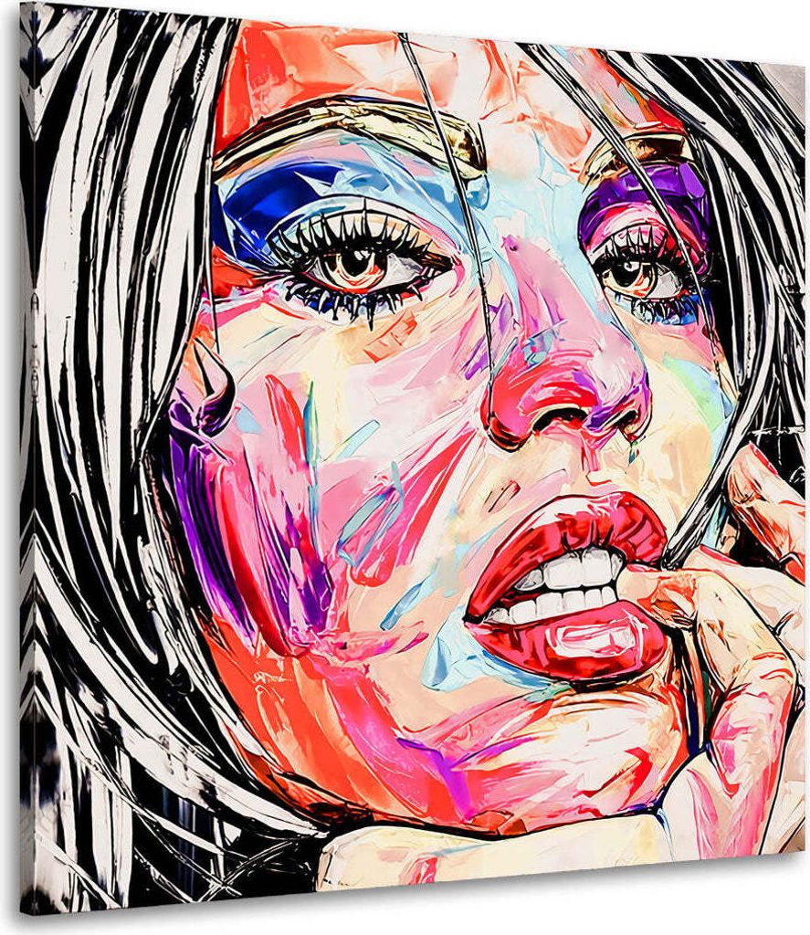 Leinwandbild Wandbild Beautiful Colour Face: 60x60x2cm