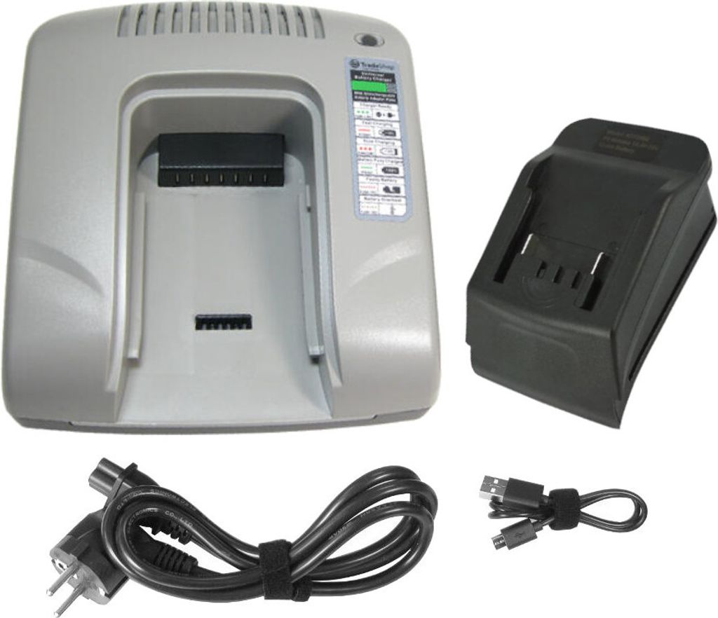 Trade-Shop Akku Ladegerät Ladestation 14,4V / 18V Li-Ion mit USB kompatibel mit Metabo BS 18 LTX-X3 Quick, S 18 LTX 115, STA 18 LTX, BF 18 LTX 90