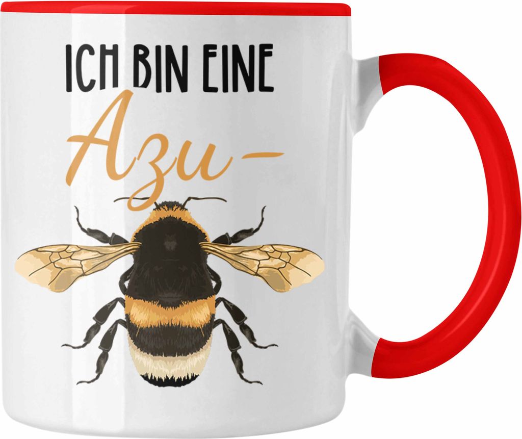 Trendation - Azubine Tasse Geschenk für Auszubildende Start Ausbildung Geschenkidee Spruch Azu-Bine (Rot)
