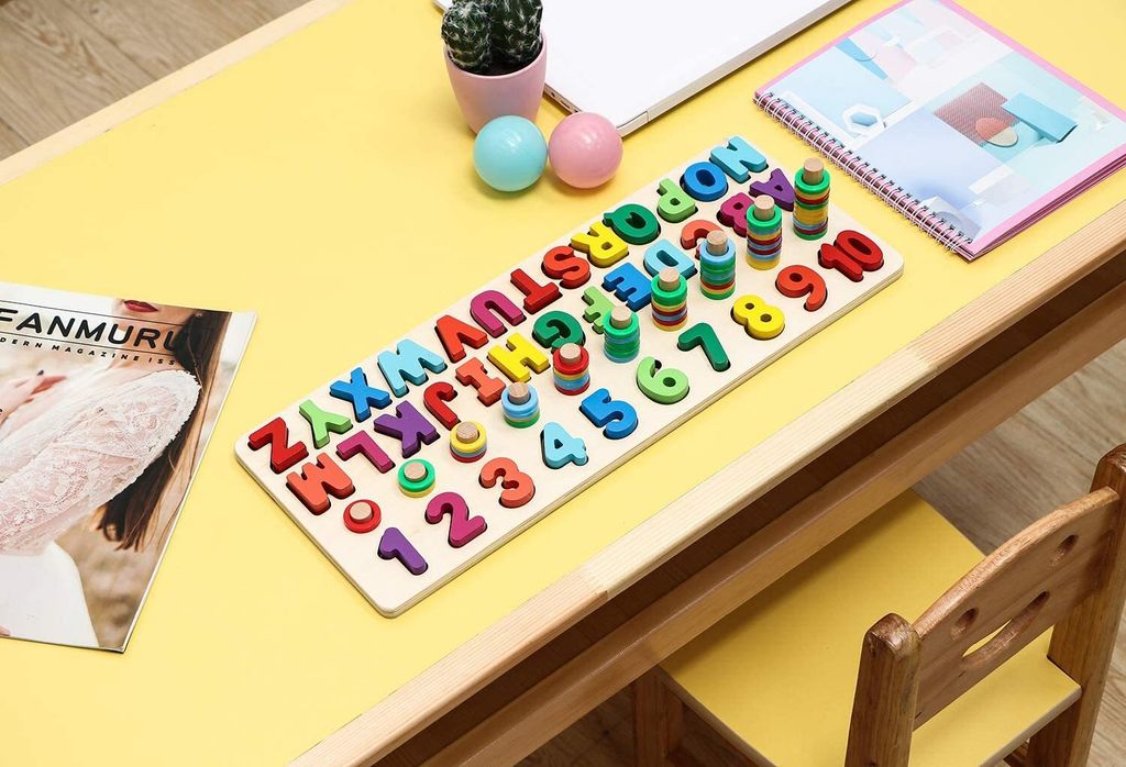 Montessori drevené puzzle abeceda čísla veda Obrázok produktu 15