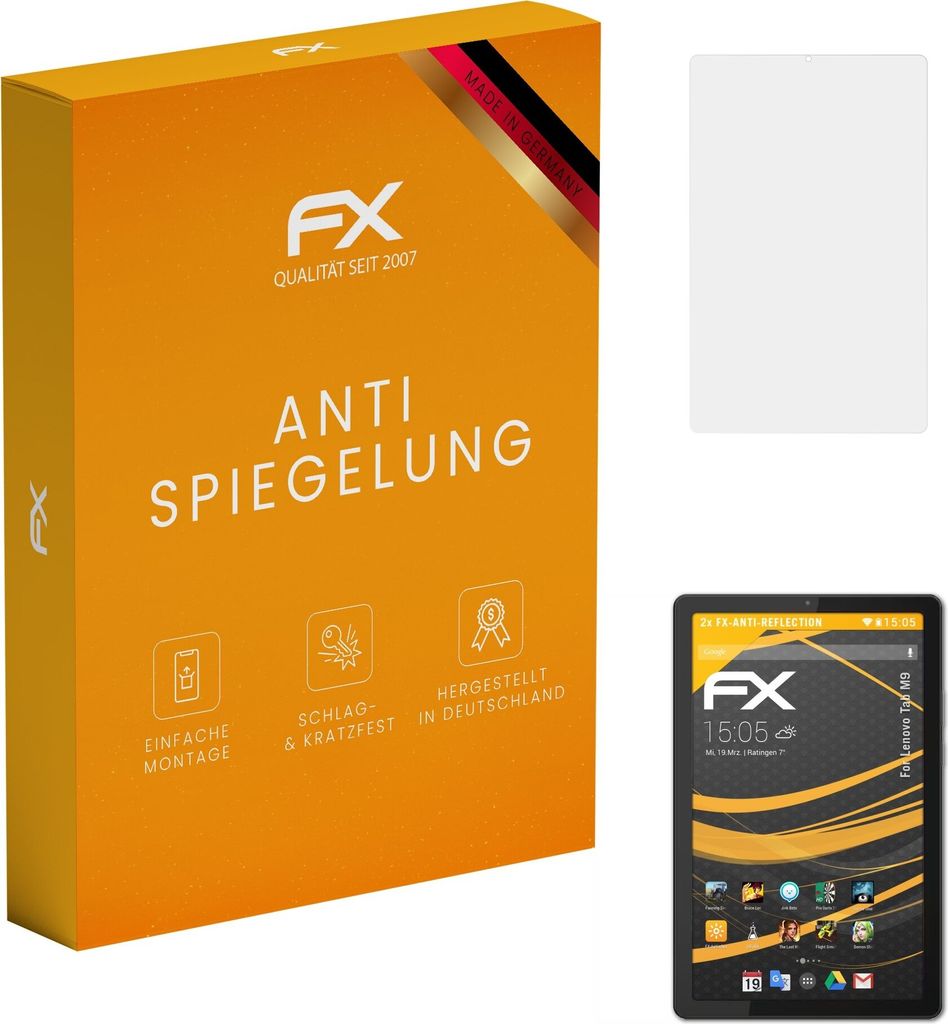 atFoliX FX-Antireflex 2x Schutzfolie kompatibel mit Lenovo Tab M9 Displayfolie